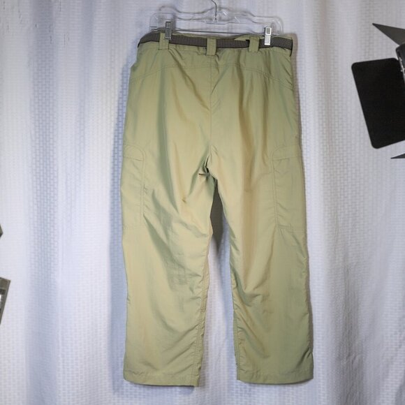 ExOfficio Size 14 green cargo multi-pocket belted travel/hiking pants - Picture 3 of 14